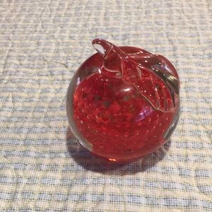 Murano Glass from Italy Apple Paperweight Gorgeous W/bubbles Hand Blown Flawless